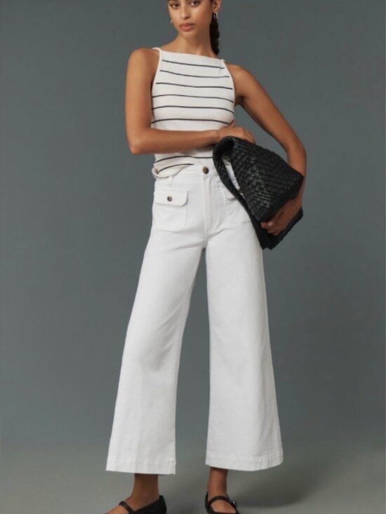 PAIGE Pants - PAIGE Harper Ankle Pants With Patch Pockets  White Size 28